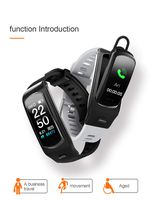 PGTC Fitness Sport Smartwatch Bluetooth Headset with Heart Rate Monitor, Blood Pressure Test, IP68 Water Resistant Smart Talkband Calorie Counter Pedometer Watch for Android and iPhone (Black)