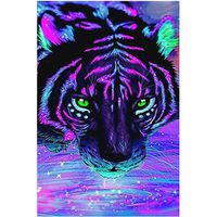 Toosvan 5D Diamond Painting, Kits for Adults, Home Decor DIY Rhinestone Embroidery Cross Stitch Kit Cute Tiger Animals Pictures Wall Stickers Arts Craft Decoration for Living Roo (A)