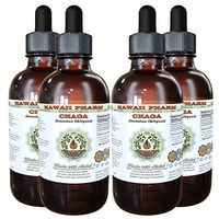 Chaga Alcohol-Free Liquid Extract, Chaga (Inonotus obliquus) Whole Mushroom Dried Glycerite Hawaii Pharm Natural Herbal Supplement 4x4 oz