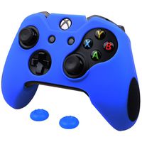 Pandaren Soft Silicone Thicker Skin Cover for Xbox One Controller Set (Blue Skin X 1 + Thumb Grip X 2)