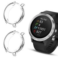 Leotop Compatible with Garmin Vivoactive 3 Case, Super Thin TPU Plated Bumper Protector Shiny Protective Cover Lightweight Slim Shell Shockproof Frame Accessories for Garmin Vivoactive 3 (Clear+Clear)