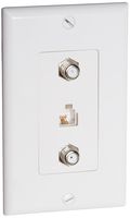 Morris 85231 Decorative Dual F Connector and Single RJ11 4 Conductor Phone Jack Wall Plate, 2 Piece, White