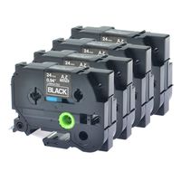 GREENCYCLE 4 Pack Compatible for Brother Laminated Labeling Tape Cassette White on Black 24 mm x 8 m 1'' 26.2ft TZe355 TZ-355 TZe-355 TZ355 TZe TZ 355 P-Touch PT2430PC PT-P700 PT-P750W Label Marker