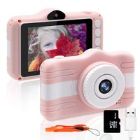 Kids Camera, EgoEra 3.5 inch Mini Kids Digital Camera Rechargeable HD Camcorder for Kids with 8MP 720P Screen & 16G Memory Card for 3-12 Year Old Kids Christmas Birthday Festival Toy Gift（Pink）
