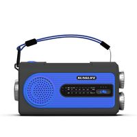 SUNGLIFE Solar Crank NOAA Weather Radio for Emergency with AM/FM, Flashlight, Reading Lamp, 2000mAh Power Bank USB Charger and SOS Alarm, Blue