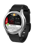 MyKronoz ZeRound3 Smartwatch with Full Round Amoled Display and Heart Rate Monitoring, Swiss Design, iOS and Android - Silver/Black Band