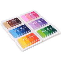 Craft Rainbow Finger Ink Pads Stamps Partner, Set of 6 DIY Multicolor Craft Stamp Pads for Kids Washable 24 Colors -Pink,Purple,Green,Blue