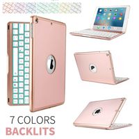 iPad 5th Generation Case with Keyboard, elecfan 7 Color Backlit Bluetooth Wireless Keyboard Case with Auto Wake/Sleep, Flip Keyboard Protective Cover for 2017 iPad 5th /2018 iPad 6th, Rose Gold