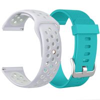 SKYLET for Fitbit Blaze Bands, 2 Pack Breathable Silicone Replacement Wristband for Fitbit Blaze Bracelet (No Tracker, No Frame)[2PC: Silver-White&Teal]