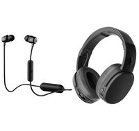 Skullcandy Crusher Foldable Noise Isolating Over-Ear Wireless Bluetooth Immersive Headphone Bundle with Skullcandy Jib Bluetooth Wireless in Ear Earbuds - Black, Black