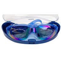 Fine Swimming Goggles, Professional Swim Goggles Anti Fog UV Protection No Leaking for Adult Men Women Kids Swim Goggles with Protection Case (Blue)