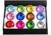 Zoogamo 60mm Diamond Shaped Multicolor Glass Crystal Paperweight - 12 Pieces Home Office Decor & Wedding Favors Decoration with Gift Box
