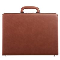 Hard Attache Briefcases for Men & Women/Bonded Leather Laptop Brief Cases with Combination Locks - Brown