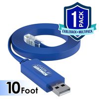CableRack 10ft Cisco USB Console Cable with FTDI Chipset USB to RJ45 Cable for Linksys Ubiquity Juniper and HP Rollover Console Cable (1-Pack)
