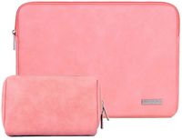 13.3 Inch PU Leather Padded Laptop Sleeve HBLOOMYST 13 Inch Frosted Protective Notebook Bag Computer Case Cover for MacBook Pro MacBook Air Chromebook Acer Dell HP Samsung Sony + Cable Bag (Pink)