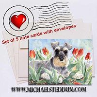 Michael Steddum Schnauzer Tulips Note Card Set