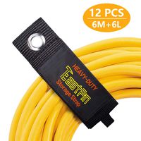 EastPin Heavy-Duty Storage Straps- Hook and Loop Organizer Hanger for Extension Cords, Cables, Hoses, Rope and More for Garage, Home, Shop, Boat and RV Organization (12 Pack (6M+6L)