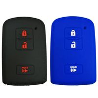 Coolbestda 2Pcs Silicone Smart Key Fob Cover Protector Keyless Jacket Remote Control Holder for 2016 2017 Toyota Tacoma Land Cruise Prius V RAV4 Black Blue