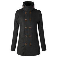 Winter Trench Coat.ManxiVoo Mens Woolen Stand Peacoat Warm Classic Thicken Jacket Buttons Overcoat Outwear (L, Black)