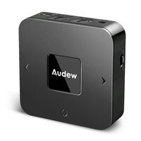 Audew Bluetooth 4.1 Transmitter and Receiver,2 in 1 3.5mm Wireless Audio Adapter for TV/Car Sound System,Pair 2 at Once,Low Latency,Volume Control
