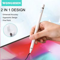 Stylus Pens for Touch Screens iPad iPhone Tablets Cell Phone Drawing, WongHsin Carbon Fiber Fine Point Active Capacitive Pencil with Stylus Pen Holder Mesh Tip Cap Palm Rejection Glove