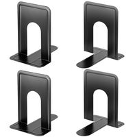MaxGear Book Ends Universal Premium Bookends for Shelves, Non-Skid Bookend, Heavy Duty Metal Book End, Book Stopper for Books/Movies/CDs/Video Games, 8.5 x 5.9 x 7.8 in, Black (2 Pairs/4 Pieces, XL)