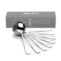 Soup Spoons, AmoVee Wholesale Stainless Steel Alpha Round Spoons, Set of 8, FDA Approved