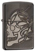 Zippo Skull Head Armor High Polish Black Ice Pocket Lighter