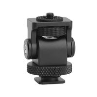 AFVO Tooless Pan Camera Monitor Holder Mount with Cold Shoe, Friction Up to 180°, CNC Aluminium Black