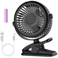 Stroller Fan, Cambond Clip On Fan Battery Powered Fan Rechargeable 2200mAh Battery, USB Cable, 3 Adjustable Speed, Desk Table Portable USB Small Fan for Travel Camping Fishing Boating, Black