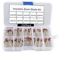 Zener Diodes Kit, 1W Axial Leads Through Hole Power Diode Assorted Assortment Box Kit Set (8.2V/9.1V/10V/11V/12V/13V/15V/16V/18V/22V), Range 1N4738~1N4748,Pack of 200, by Ltvystore