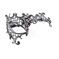 Masquerade Mask for Women Metal Mask Shiny Rhinestone Venetian Party Evening Prom Ball Mask Bar Costumes Accessory (Half Face)