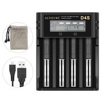 ALTIZURE Universal Smart Battery Charger with LCD Display for Rechargeable Batteries Ni-MH Ni-Cd A AA AAA AAAA C F6 SC 18650 26650 14500 16340 18500 18350 RCR123 (4 Slots)