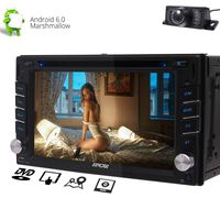 Android 6.0 OS Double 2 Din 6.2" HD Touchscreen Car DVD Player in Dash GPS Navigation Auto Radio Receiver Support 1080P Video Bluetooth WiFi Mirrorlink + Free Backup Camera