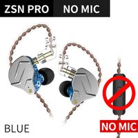 KZ ZSN Pro Balanced Armature Wired Earphones 1BA 1DD HiFi in Ear Earbuds Headset Noise Canceling Earphone(Blue,NO MIC)