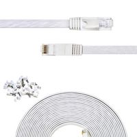 Cat 6 Ethernet Cable 25 ft Flat White,Solid Cat6 High Speed Computer Wire with Clips & Rj45 Connectors for Router, Modem, Faster Than Cat5e/Cat5, (25ft, 1 Pack, White)