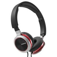 Remix Comfort Stereo Headphones, Wired Deep Bass with 40mm Driver, Lightweight Portable Adjustable Headband, On-Ear Headphones with 3.5 mm Stereo Jack, Tangle Free Cord (Red)