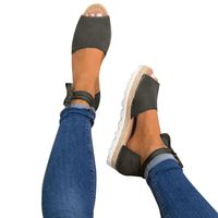 Women Flats Sandals,Hemlock Thick Bottom Sandals Wedges Lace Up Espadrilles Flatform Shoes (US:6.5, Grey)