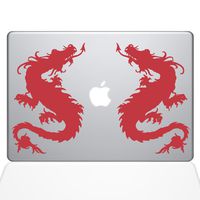 The Decal Guru Double Dragon MacBook Decal Vinyl Sticker - 13" MacBook Pro (2015 & Older) - Red (1055-MAC-13P-DR)