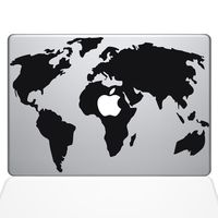 The Decal Guru 0194-MAC-13X-BLA World Map Vinyl Sticker, 13" MacBook Pro (2016 & Newer), Black