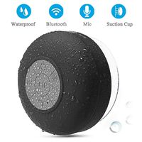 BONBON Bluetooth Shower Speaker Waterproof - Wireless Handsfree Portable Speakerphone with Built-in Mic,4hrs of Playtime, Control Buttons and Dedicated Suction Cup for Bathroom Bathtub(Black)