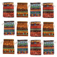 kilofly 12pc Egyptian Style Jewelry Coin Pouches Aztec Print Drawstring Gift Bag
