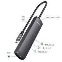 USB C Hub, doedoeflu Aluminum Alloy Build with 1type C Port for PD, HDMI Output,SD & Micro SD Card Reader Ports,3 US B3.0 Ports,1Gigabit Ethernet Port for MacBook,Google Chromebook (.Gray)