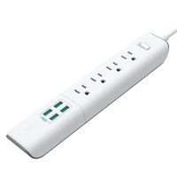 AUKEY Power Strip with 4 AC Outlets and 4 USB Charging Ports, 5-Foot Extension Cord for Smartphone, Laptop, Tablet, Home, Office and More (White)