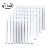 Suhome 12x100mm Clear Plastic Test Tubes with Caps for Scientific Experiments, Halloween, Christamas, Scientific Themed Kids Birthday Party Supplies, Decorate The House, Candy Storage (50 Pack)