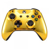 eXtremeRate Chrome Gold Front Housing Shell Faceplate for Microsoft Xbox One S & Xbox One X Controller