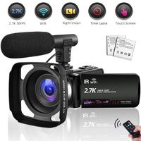 Camcorder 2.7K Vlogging Camera WiFi Video Camera Night Vision Digital Cameras with Microphone Vlog Blogging Camcorders for YouTube
