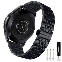 YOFUNTLE Compatible for Samsung Galaxy Watch Active Bands,Men 20mm Stainless Steel Watchband Solid Metal Replacement Strap Wristband for Galaxy Watch 42mm/Gear Sport SM-R810/SM-R815 (Black)