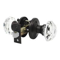 Modern Globe Crystal Door Knobs with Lock, Frosted Glass Design, Privacy Function for Bed and Bath, Oil Rubbed Bronze