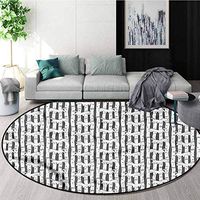 RUGSMAT Kids Round Area Rugs Living Room,Funny Pony Stripes Doodle Floor Mat Home Decor Diameter-31